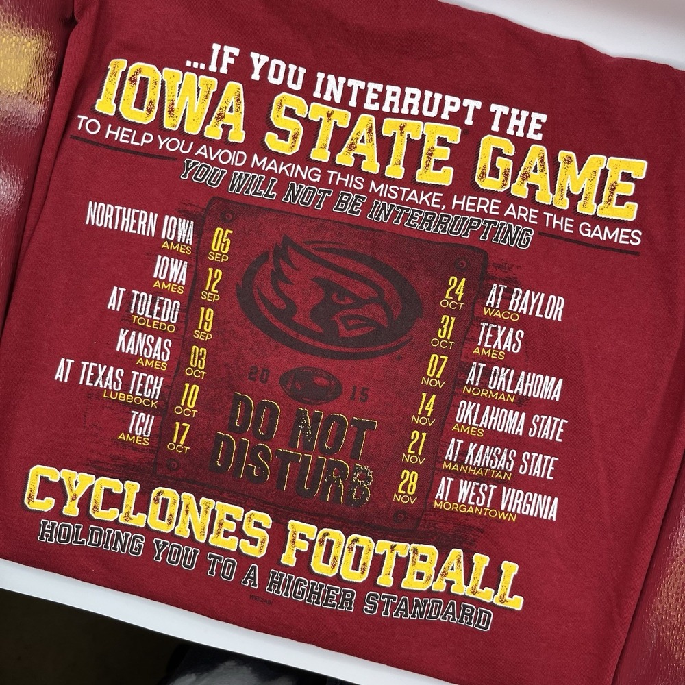 Iowa‎ State Cyclones football T Shirt 2015 schedule mens XL